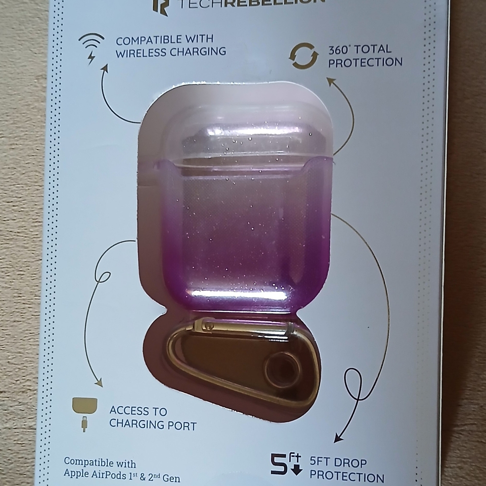 TechRebellion Gradient Purple AirPods Case with Gold Ring